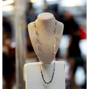 Silver Tone Large Link Multi Sized Link Necklace